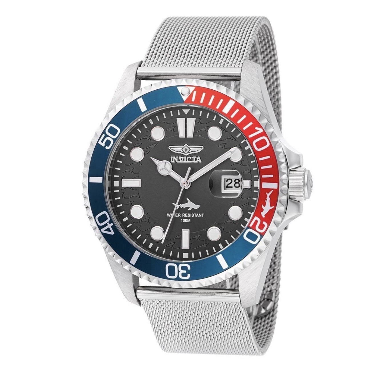 Invicta Pro Diver Curve 47176 Men’s 43mm Pepsi Bezel Mesh Bracelet Watch
