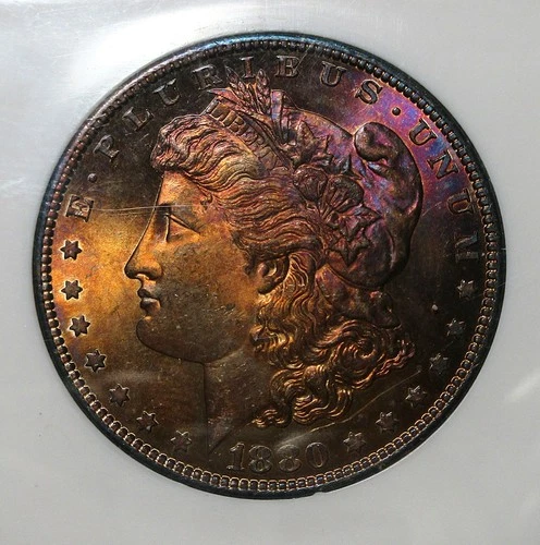 1880-S $1 Morgan Silver Dollar PCI MS-66+ Mint State Monster Toned Obverse