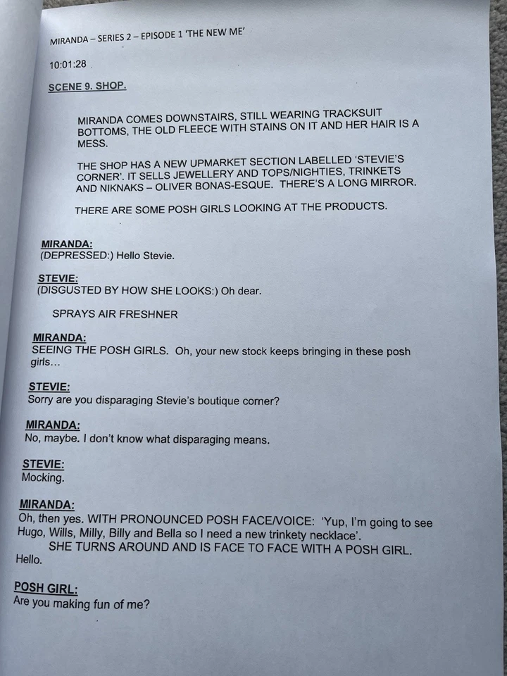 Miranda (Hart) Series 2 Episode 1 Script. Tom Ellis, Patricia Hodge. - Image 2 of 2