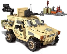 French VBL Light Armored Military Vehicle & Modular Outpost Building Block Set |