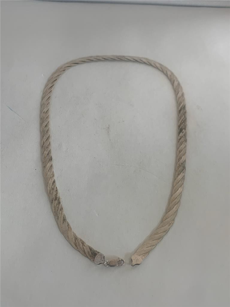 Sterling Silver Italy Milor Flat Braided Chain Necklace 24 Inch