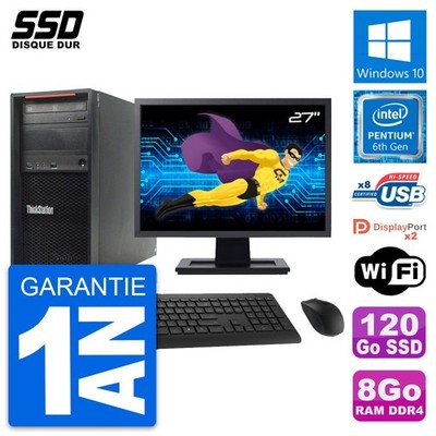 Lenovo ThinkStation P320 PC Tour Intel Pentium G4400 8GB RAM SSD 120GB Win10 27''