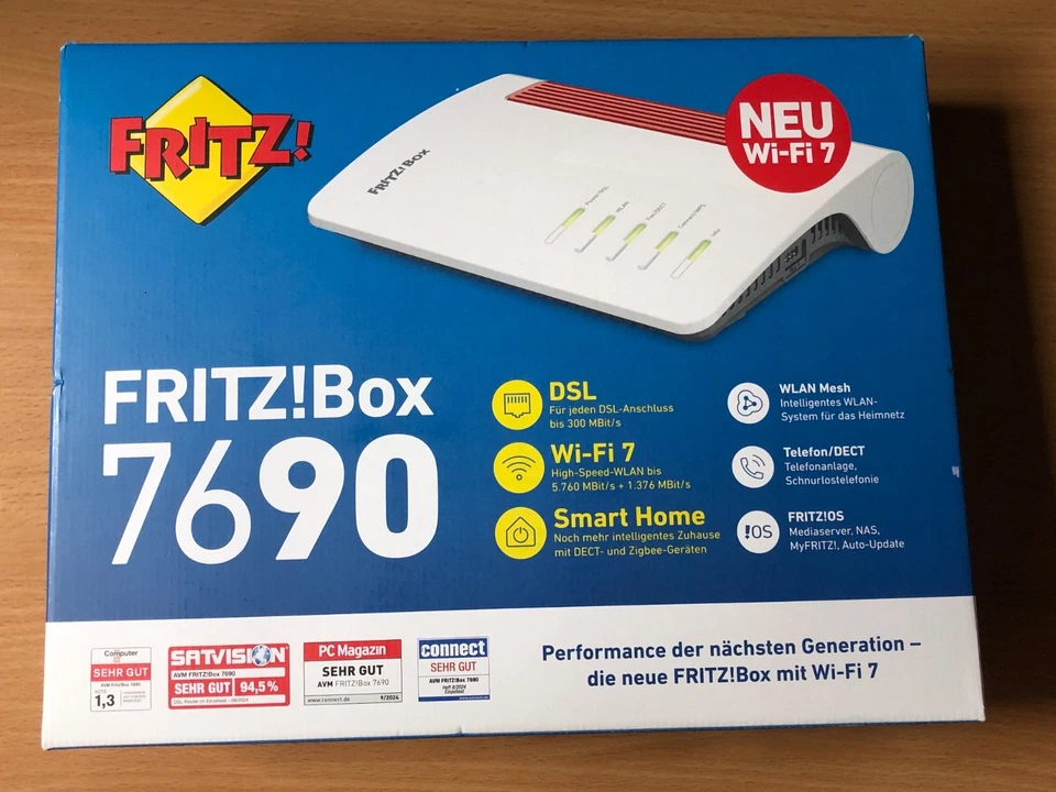 Fritz!Box  7690 Fritz  Fitz! mit Rechnung neu, nur einmal getestet