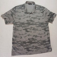 Travis Mathew Polo Shirt Men 2XL Gray Camo Short Sleeve Golf Athletic XXL