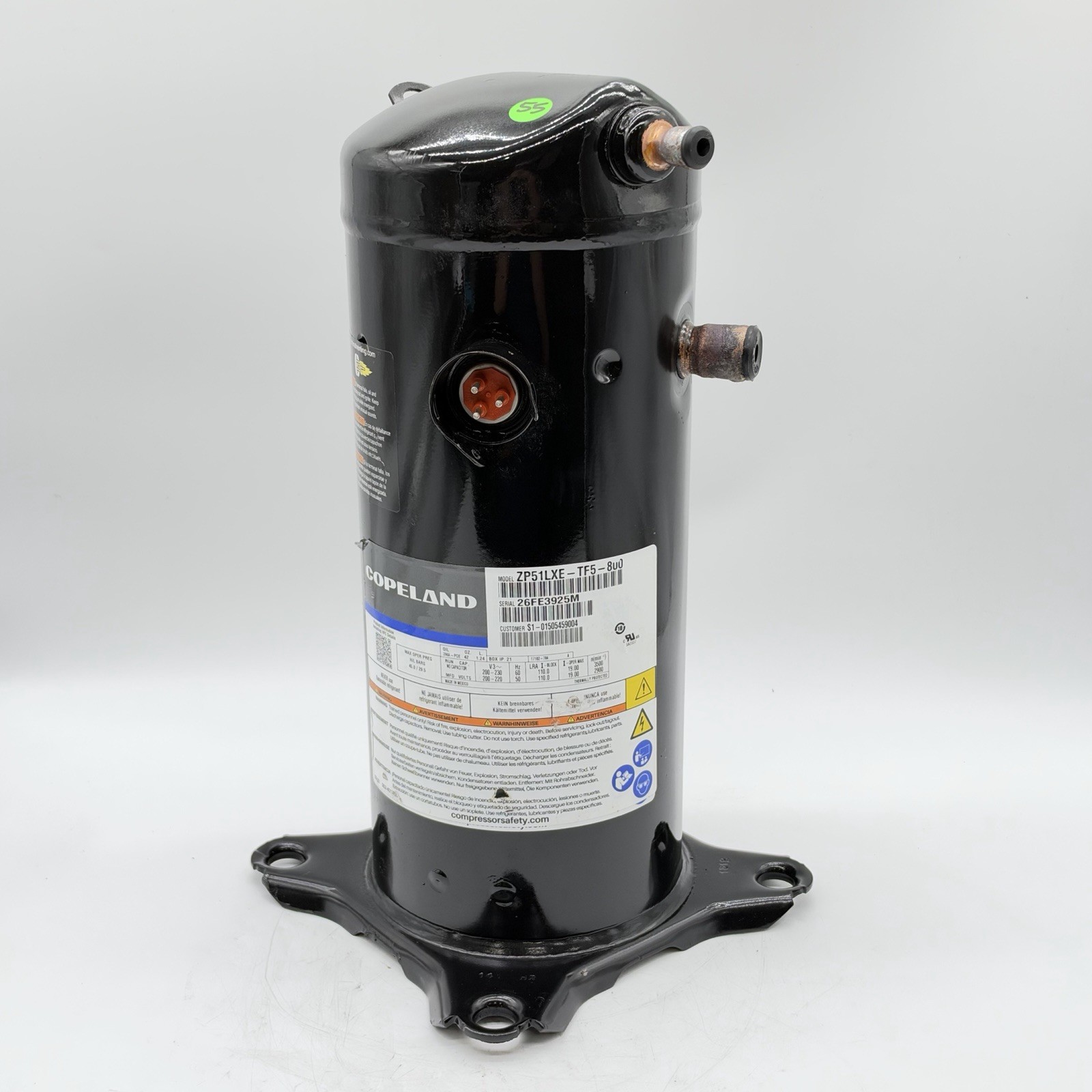 Copeland ZP51LXE-TF5-800 51K BTU Scroll Compressor 208/230V 3PH
