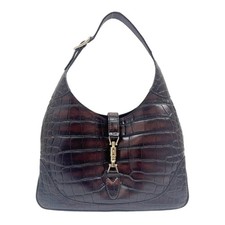 GUCCI Jackie 1961 Brown Crocodile Embossed Le...