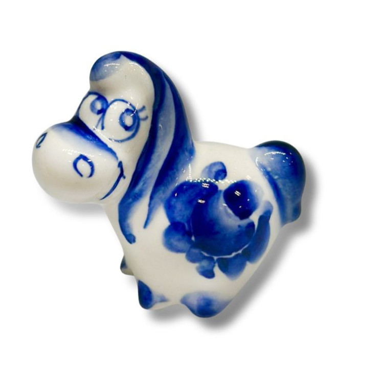 Gzhel Horse Symbol of the Year 2026 Ceramic Figurine for Good Luck Гжель Лошадь