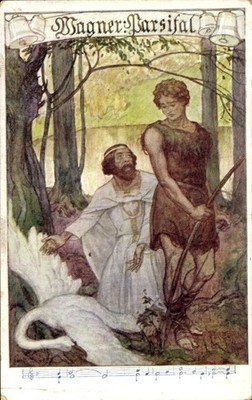 Artist Postcard Scene from Wagner's Parsifal, Dead Holy Swan,... - 11210622