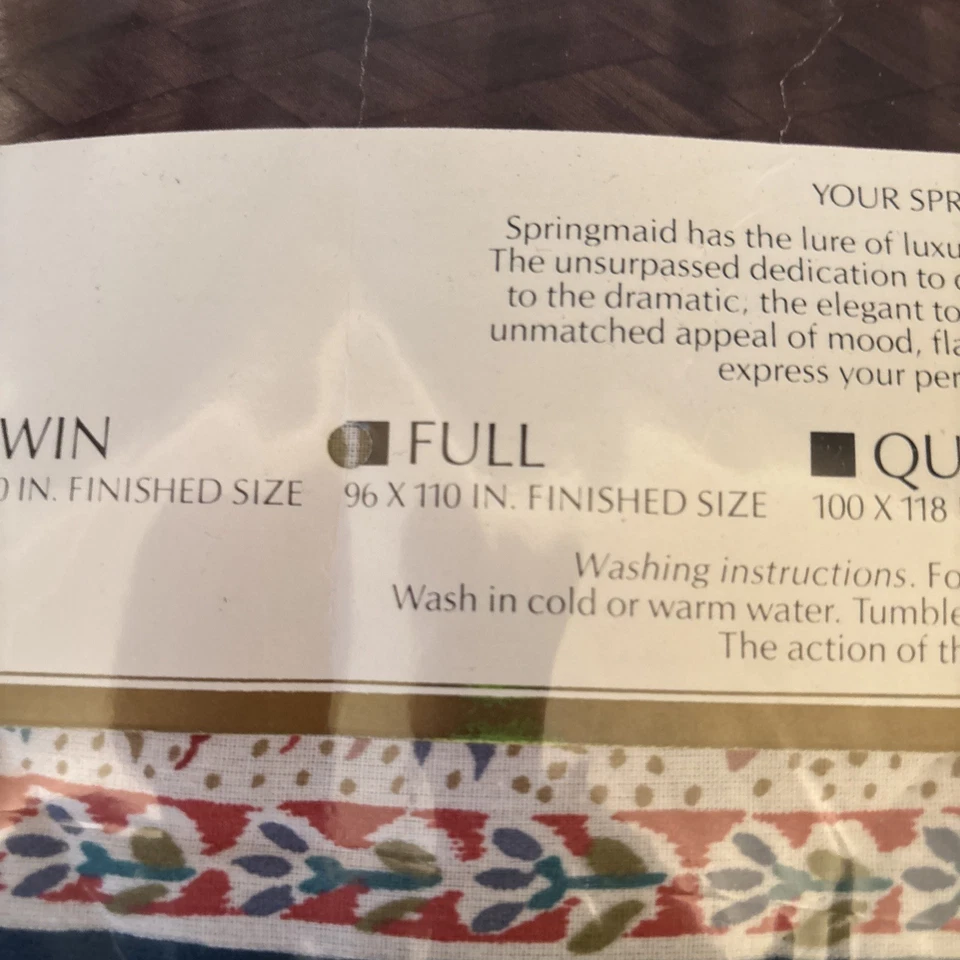 Vintage 80's Springmaid Full Quilted Bedspread Green Floral Retro 96x110 - Image 3 of 4