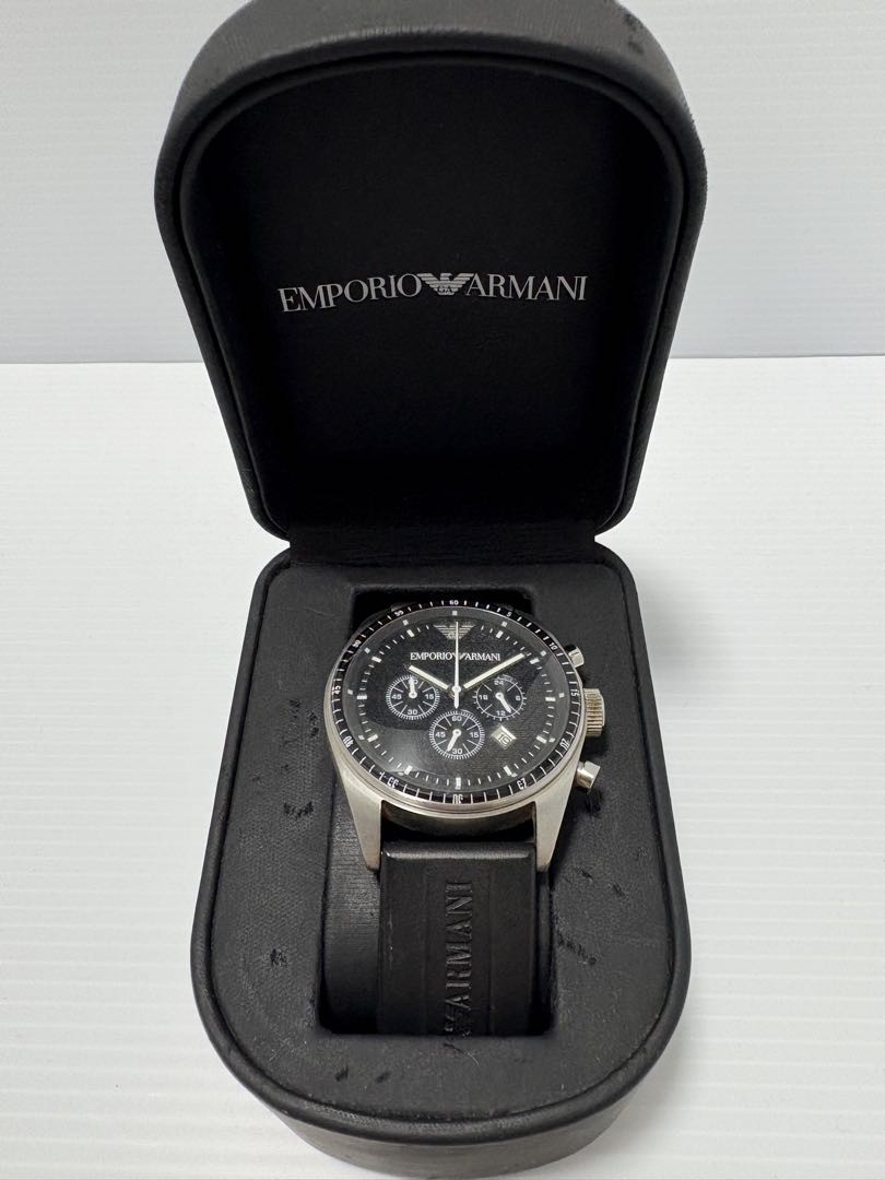 Emporio Armani Analog Quartz Men Chronograph Date Black Dial