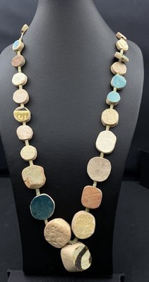 Vintage Antique Kashi Bead Necklace Bead From Old Broken Plates From Afghanistan