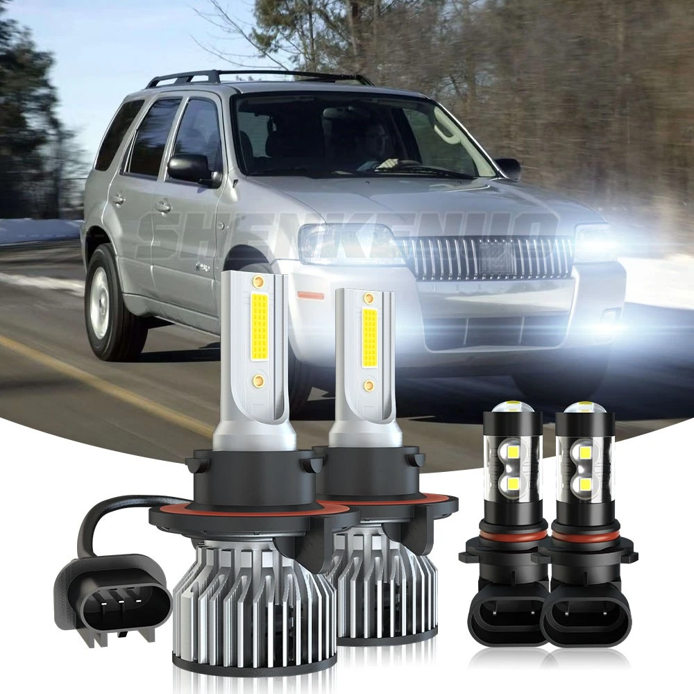 For Mercury Mariner 2005-2011 6000K LED Headlight Fog Light Bulbs Combo Kit