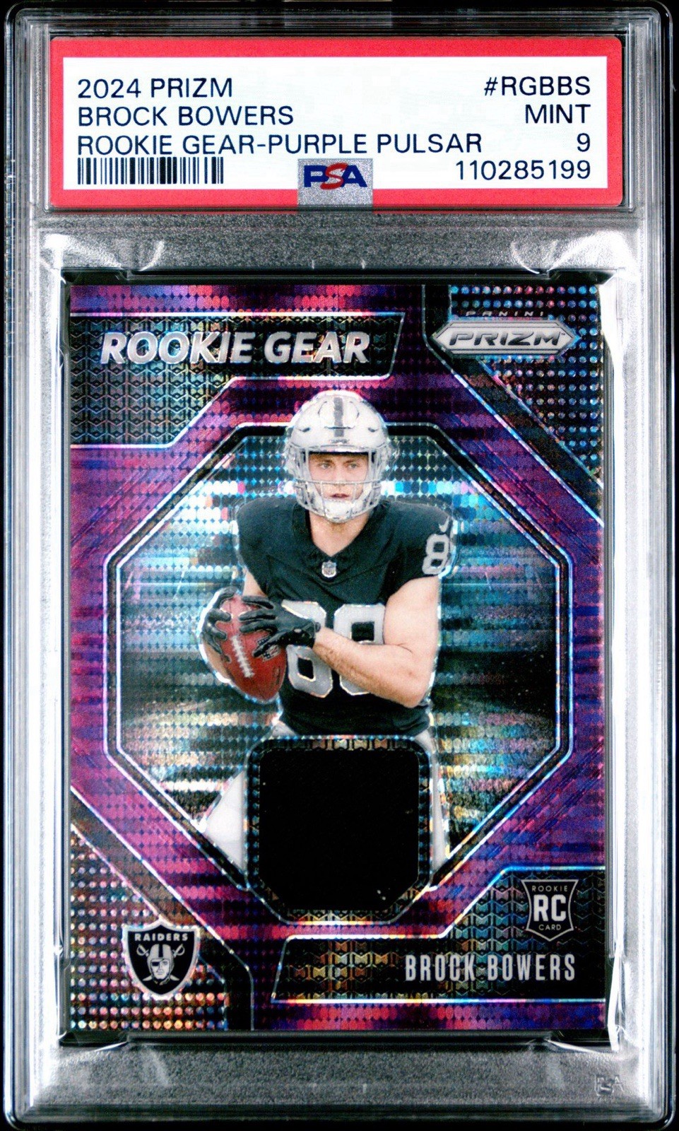 2024 Panini Prizm - Rookie Gear Brock Bowers #RG-BBS Purple Pulsar Prizm