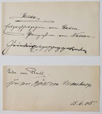 Fryderyk II. 1857-1928 Wielki Książę Baden & Frau Hilda Blatt z podpisami