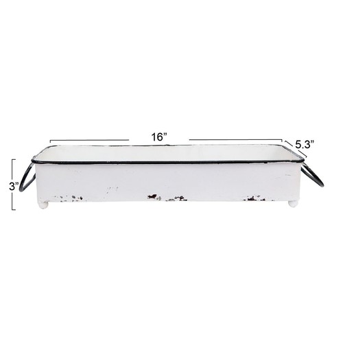 Decorative Rectangle Distressed Metal Tray - Picture 2 of 5