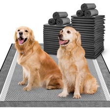 MIZOK Pee Pads for Dogs 36x36in Charcoal Dog Pads Super Absorbent Odor Elimin...