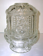 Fairy Lamp Vintage Indiana Glass Stars and Bars Pattern 3pc MCM Clear Glass