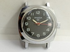 Vintage Germany Export UMF Ruhla Anker KR Black Dial Watch Good Balance Main Spr