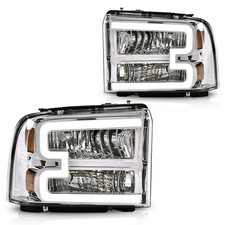 LED Headlights For 2005-2007 Ford F250-F550 Super Duty Clear Lens Chrome Housing