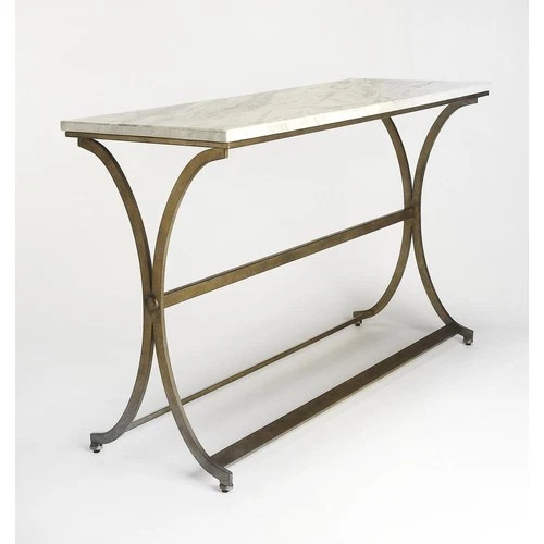 Pamina Marble Console Table, Gold - Picture 4 of 4