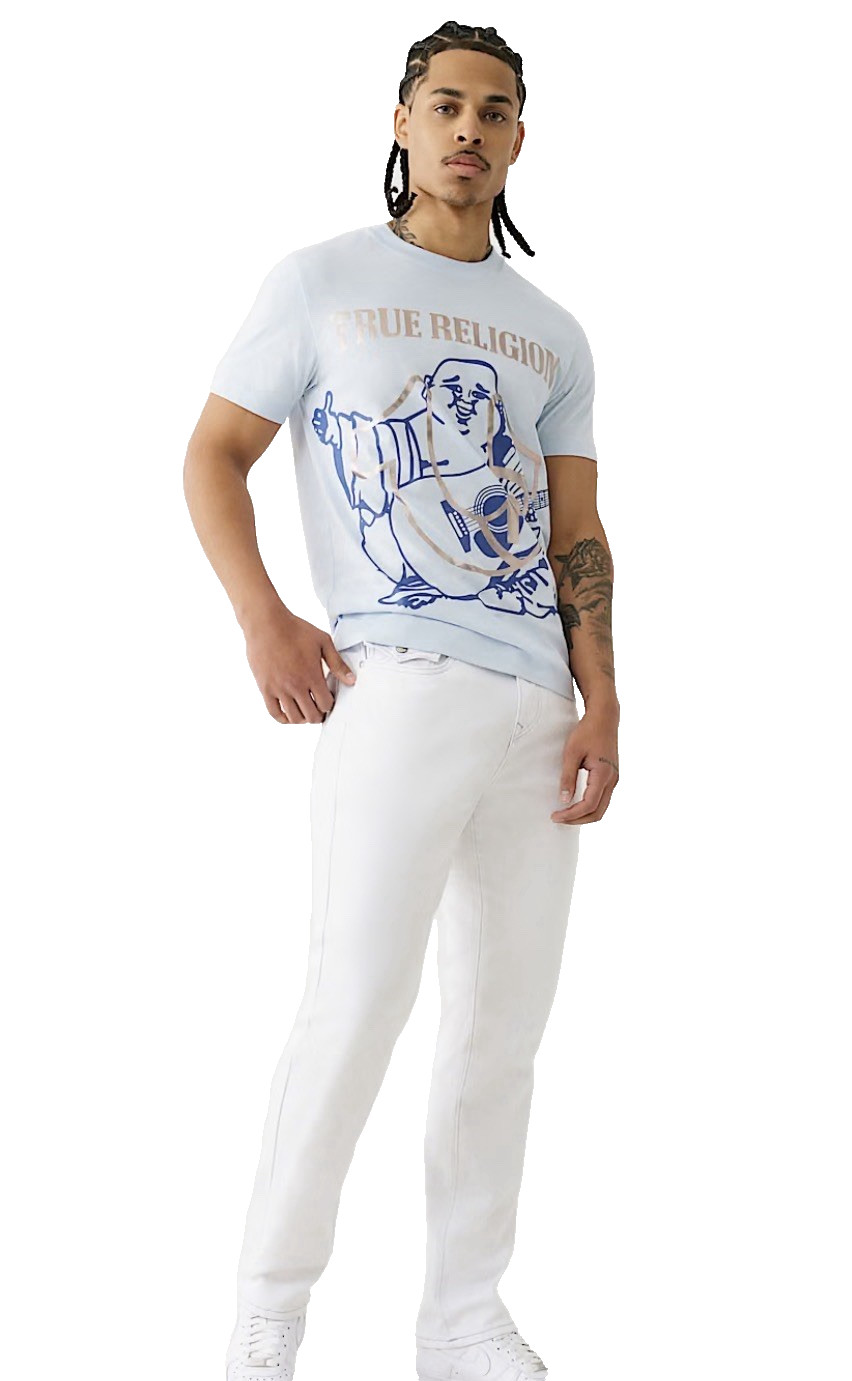 True Religion Geno Sn Flap Relax Slim Optic White Mens Cotton Jeans Size 36