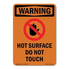Hot Surface Do Not Touch ANSI Warning Sign Metal Plastic Decal