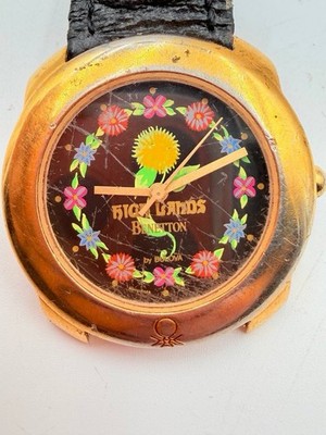 Vintage Benetton by Bulova Wristwatch Floral Dial Colors Benetton