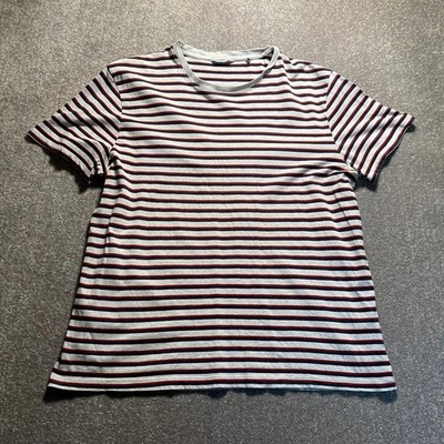 C&A T-Shirt Herren XL weiß rot blau gestreift Baumwolle Freizeit Oberteil