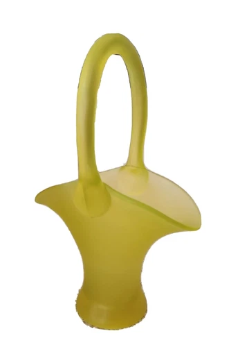 Uranium Glass Satin Basket Green Glow Rare 15" Antique Christmas Gift