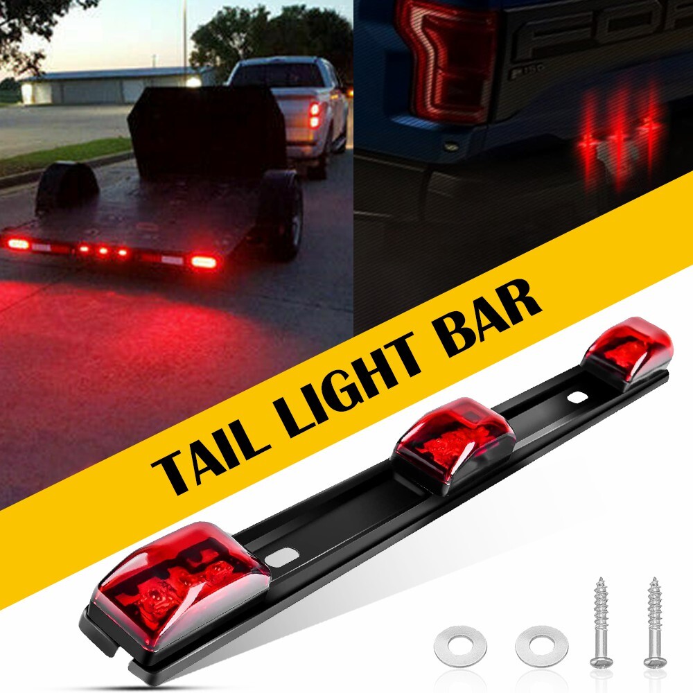 3 Light Stainless Red LED ID Bar Truck Boat Light Trailer Marker Clearance Light