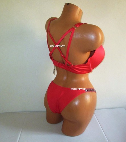 Victoria Secret Swim 38C/L Shine Strap Bombshell Push-up Top Bikini Set Brazilia - Picture 4 of 10