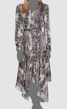 $199 Vince Camuto Women's Gray Snake Print Asymmetrical Cocktail Dress Size 4