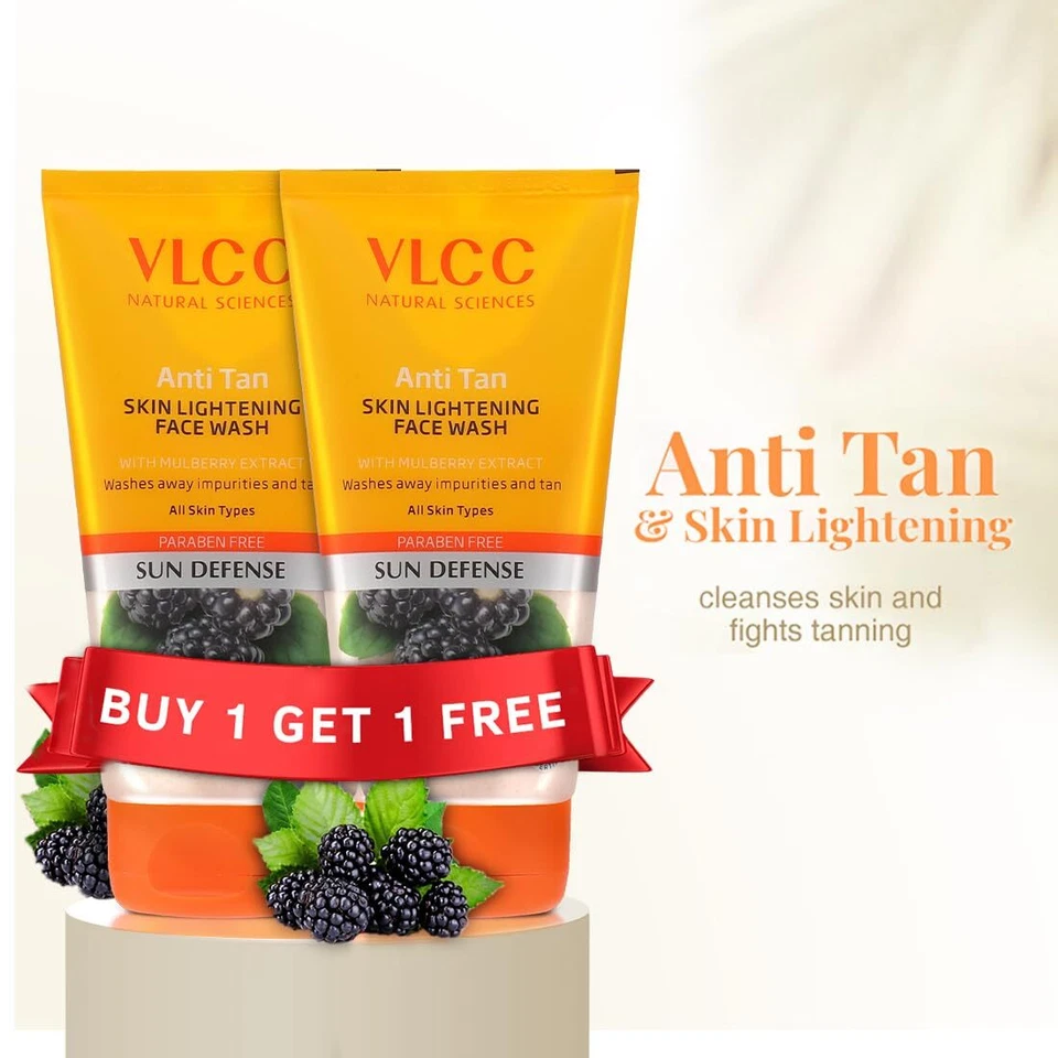 VLCC Anti Tan Face Wash 300ml (2x150ml) Mulberry Orange Peel All Skin Types - Image 2 of 4