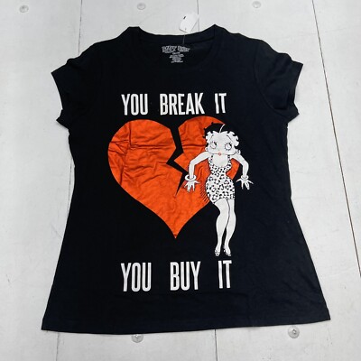 Betty Boop You Break You Buy Black Graphic Tee Juniors Small XXL Defect
