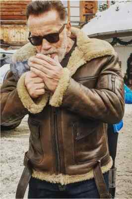 Men's Arnold RAF Aviator Real Shearling Flying Bomber Sheepskin Leather Jacket