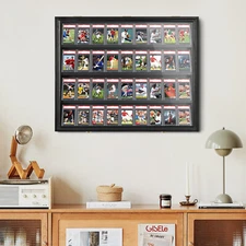 36 Graded Sports Card Display Case 98％ UV Protection Clear View Lockable Cabinet