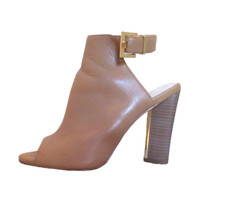 VTG CALVIN KLEIN TAN-BROWN LEATHR Heels Slingback Sandals MULES OPEN-TOE PUMPS 9