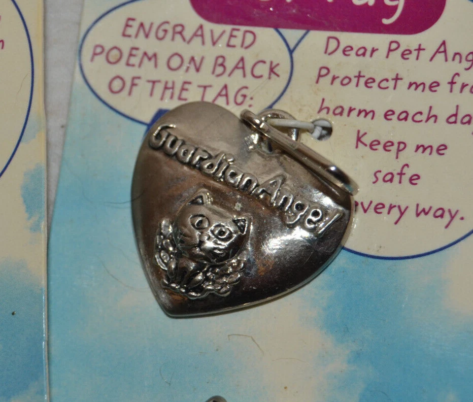 2 个守护天使宠物标签适用于猫加翻领别针 - 免运费! — 第 2/4 张图片