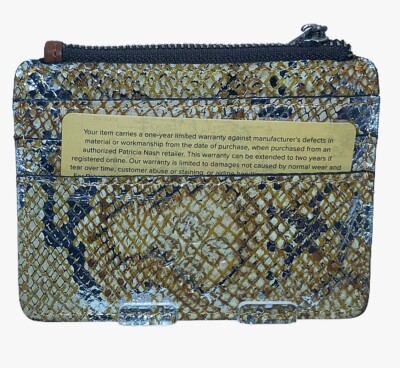 Patricia Nash Leather CASSIS Leather ID Wallet Coin~  Metallic Golden Python