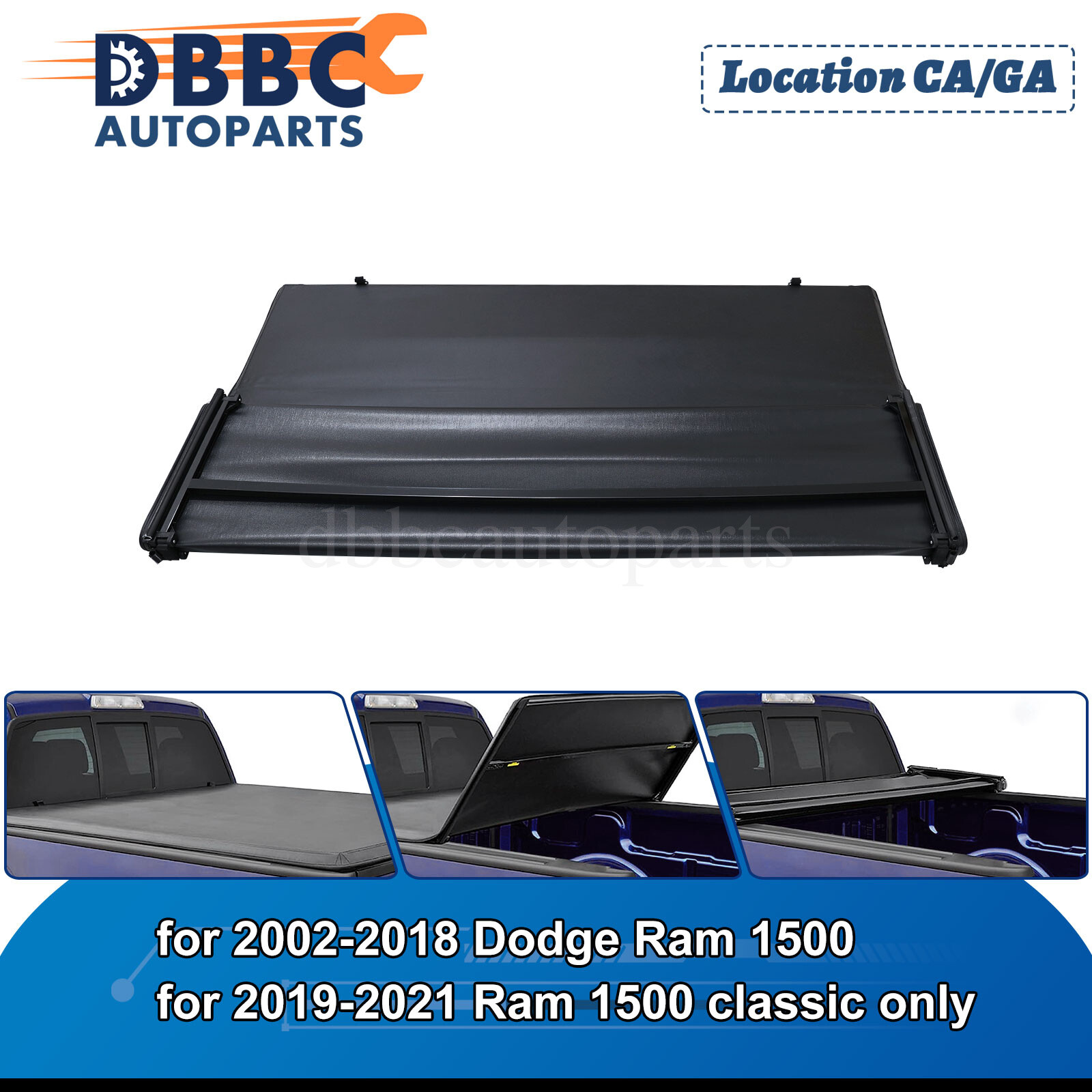 6.4Ft Quad Fold Tonneau Bed Cover For 2002-2024 Dodge Ram 1500 2500 3500