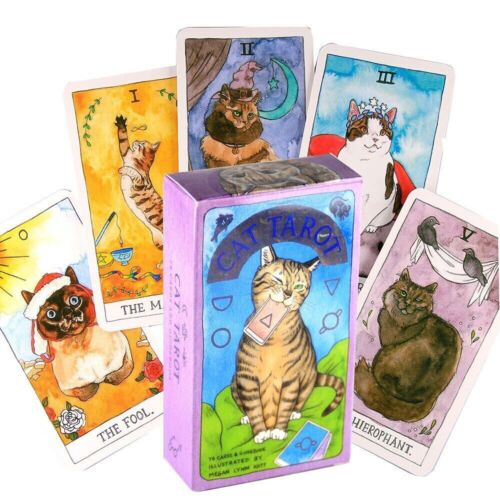 Tarot del Gato: Una baraja de 78 cartas del tarot versión inglesa adivinación carta oráculo oculta  - Imagen 1 de 8