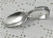 Vintage Pattern Silverplate Grapes Curved Baby Spoon International Rogers