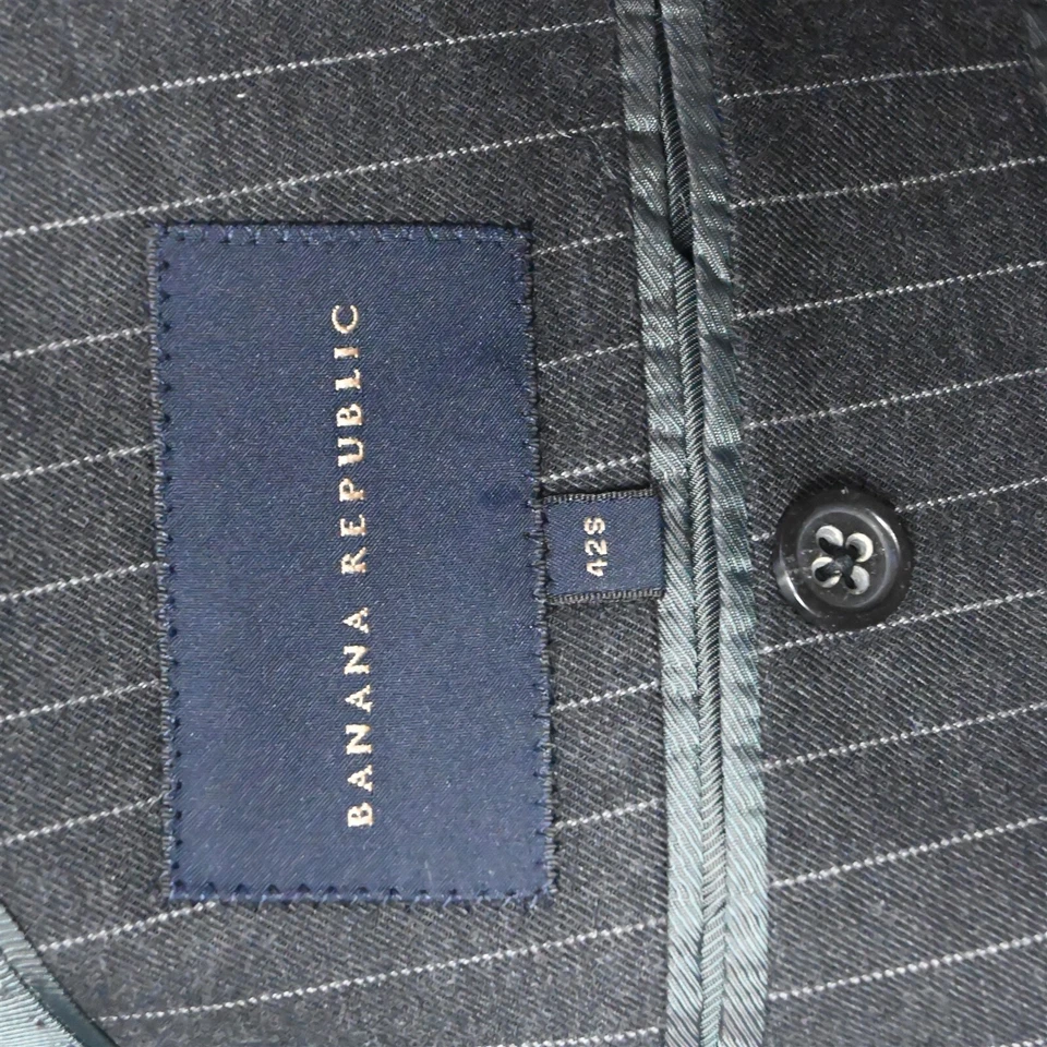 Banana Republic 42S Gris Rayas 538878 100% Algodón Hombre Abrigo Deportivo Traje Chaqueta Foto 4 de 4