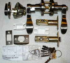KEYED ENTRANCE DOOR DL12061ET-101SN Lock w/2-Cylinder Deadbolt