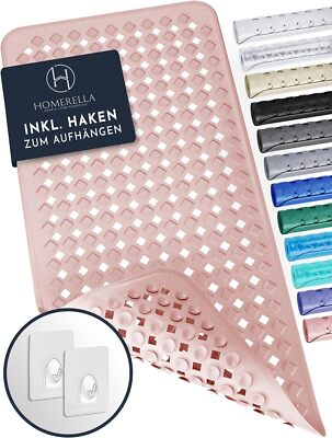 Homerella Badewannenmatte rutschfest 88x39cm - BPA-frei, schimmelresistent