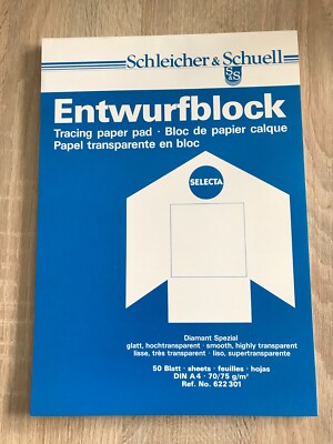 Entwurfblock Schleicher & Schuell A4 Diamant glatt hochtransparent 70/75 g/m²