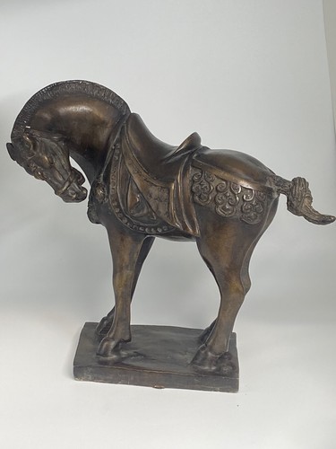 Antique Chinese Solid Cast Bronze Tang Horse Sculpture