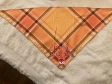 Golden Yellow Plaid 25" tie on dog bandana I'm The Boss Here