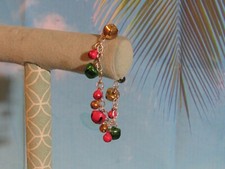 Silver Tone Chain Bracelet with Multi Color Jingle Bells 7 3/4"