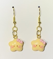 Gold Hello Kitty Star Drop Dangle Earrings 